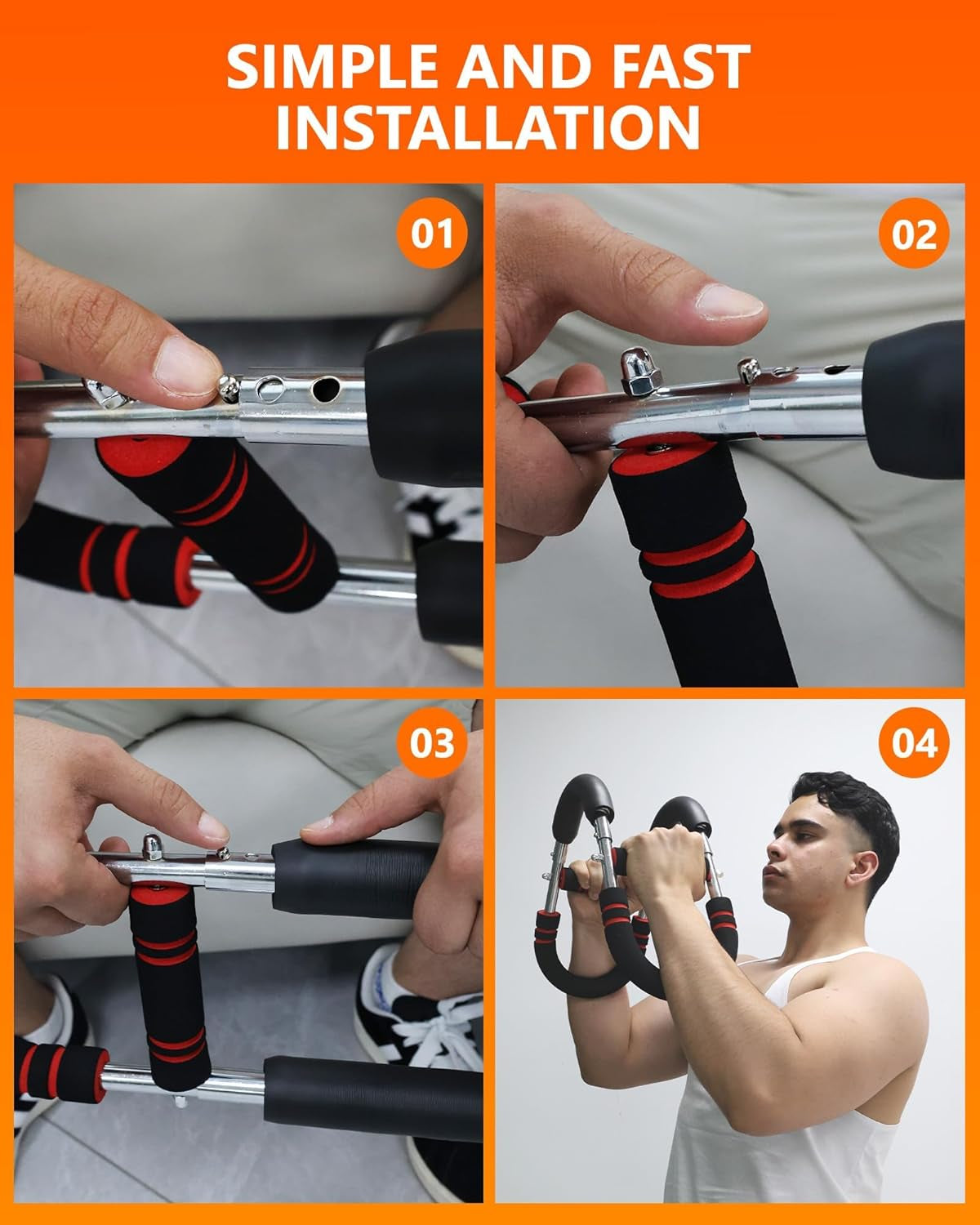 Twister Arm Trainer, Adjustable Resistance Spring Workout Bar for Chest, Arms, Shoulders and Forearms Muscle Training, Portable Home Fitness Equipment, Upper Body Strength Trainer